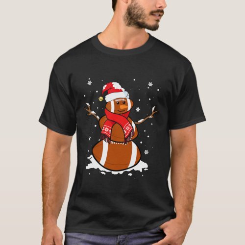 Funny Football Snowman Christmas Pajamas Matching T_Shirt