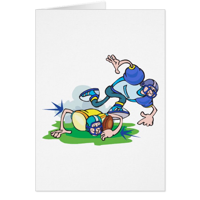 funny football tackle cartoon greeting cards