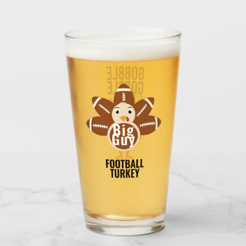Funny Football Turkey Gobble Wobble Custom Glass
