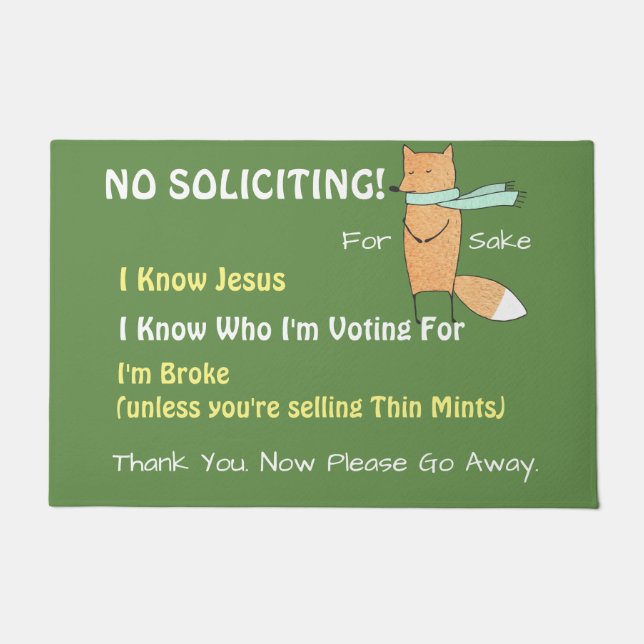 Funny For Fox Sake No Soliciting Doormat (Front)