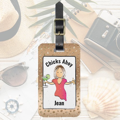 Funny for Her Cruising Girly Glitter  Luggage Tag