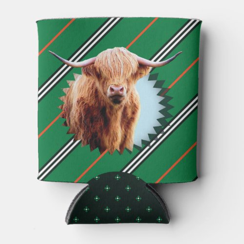 Funny for Him Bull Humor Modern Green Black Can Cooler