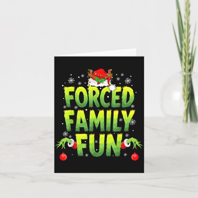 Funny Forced Family Fun Christmas Holiday Men Kids Card (Front)
