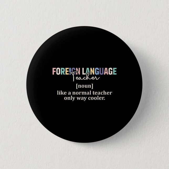 Funny Foreign Language Teacher Definition Back To  Button (Front)