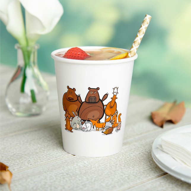 Funny Forest Animals Cute Woodland Creatures Paper Cups (Creator Uploaded)