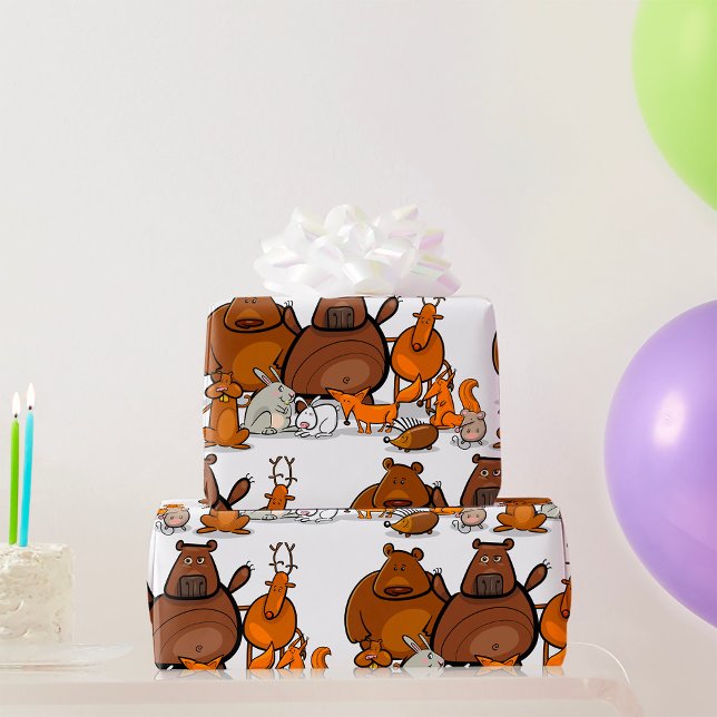 Funny Forest Animals Cute Woodland Creatures Wrapping Paper (Creator Uploaded)