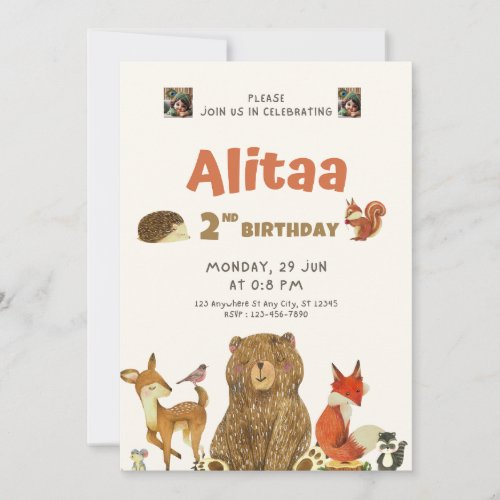 Funny forest child Birthday party  Invitation