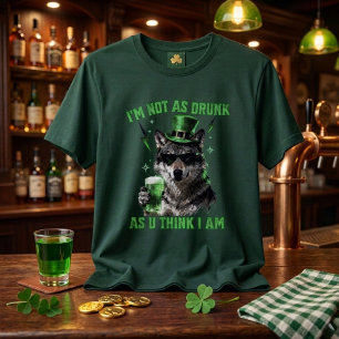 Funny Forest Green I'm Not As Drunk Wolf St Paddy T-Shirt