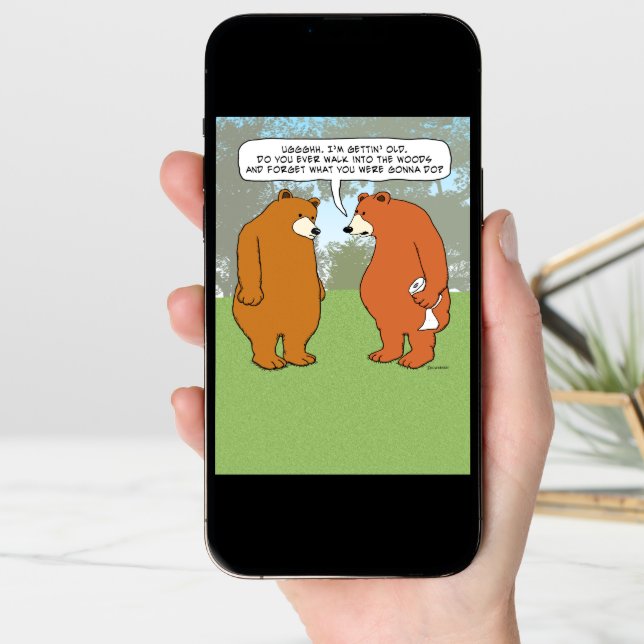 Funny Forgetful Bear in Woods Birthday Card (Front Digital)