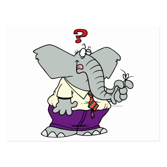 funny forgetful elephant cartoon post card