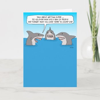 Funny Forgetful Shark Birthday Card by chuckink at Zazzle
