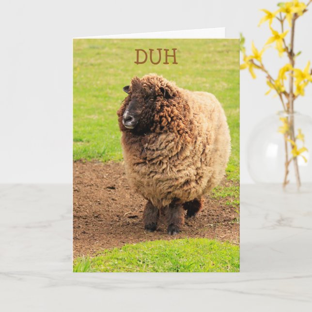 Funny Forgetful Sheep Birthday Card (Yellow Flower)