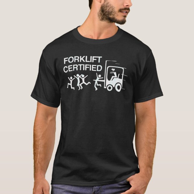 Funny Forklift Operator Forklift Certified Retro V T-Shirt (Front)