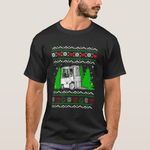 Funny Forklift Xmas Ugly Christmas T_Shirt