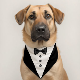Funny Formal Bachelor Suit Tuxedo With Bow Tie Pet Bandana Collar