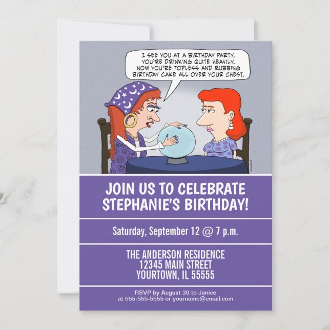 Funny Fortune Teller Birthday Party Invitation (Front)