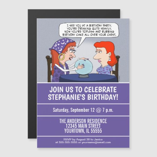 Funny Fortune Teller Birthday Party Magnetic Invitation