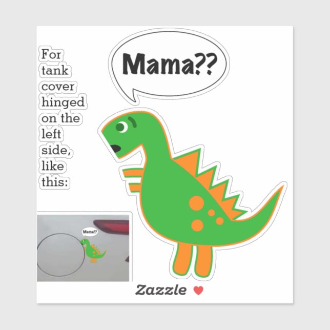 Funny Fossil Fuel decal Baby Dino facing left (Sheet)