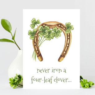 Funny Four-Leaf Clover Horseshoe St Patrick’s Day Announcement