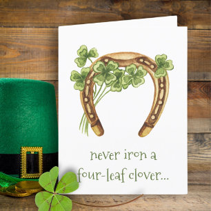 Funny Four-Leaf Clover Horseshoe St Patrick’s Day Announcement