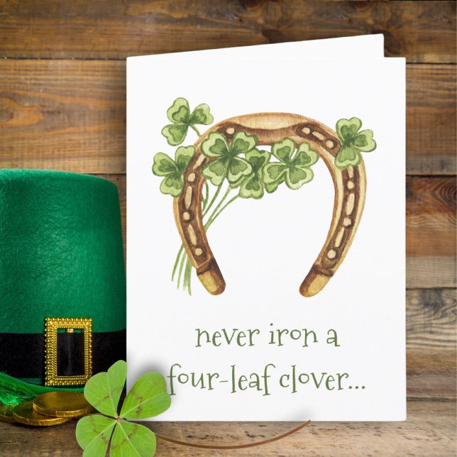 Funny Four-Leaf Clover Horseshoe St Patrick’s Day Announcement (Creator Uploaded)