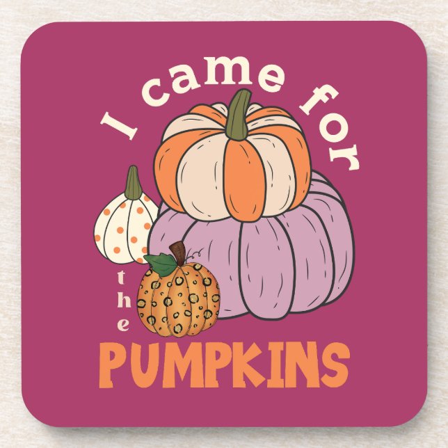 Funny Four Pumpkins Fall Beverage Coaster (Front)