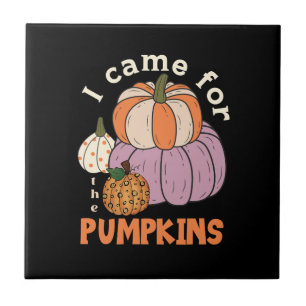 Funny Four Pumpkins Fall Ceramic Tile