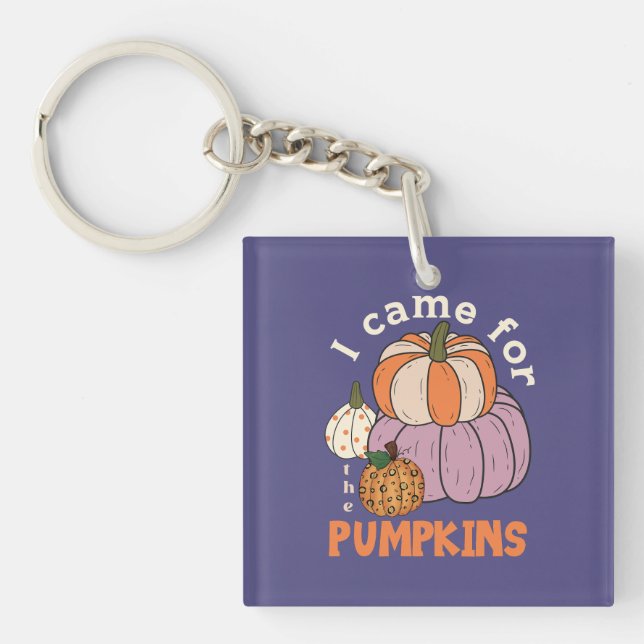 Funny Four Pumpkins Fall Keychain (Front)