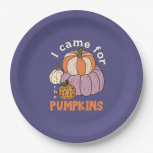 Funny Four Pumpkins Fall Paper Plates
