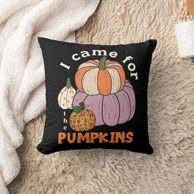 Funny Four Pumpkins Fall Throw Pillow (Blanket)