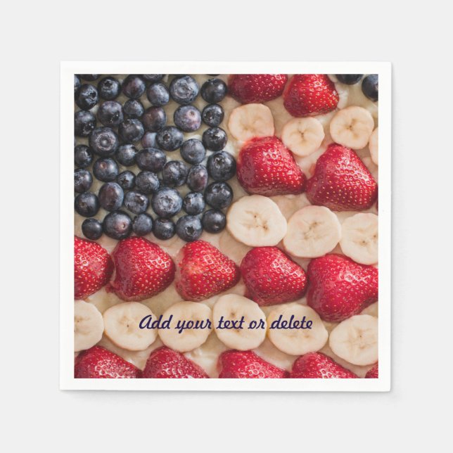 Funny Fourth of July American USA Flag Faux Fruit Napkins (Front)