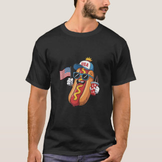 Funny Fourth of July Hotdog Patriotic USA Flag 4th T-Shirt