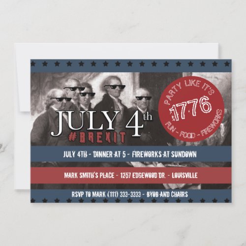 Funny Fourth of July Party Invitation Brexit Invitation