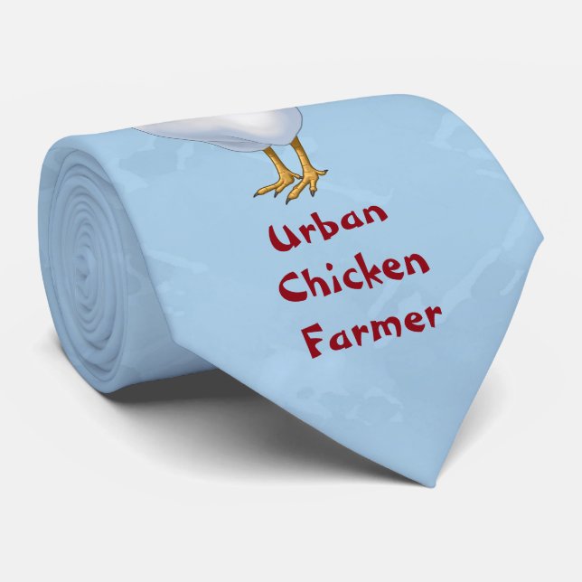 Funny Fowl Language Urban Chicken Farmer Neck Tie (Rolled)