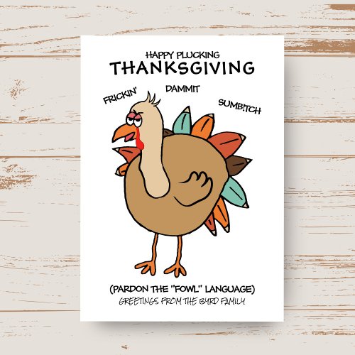Funny Fowl Mouth Turkey Thanksgiving Holiday Card