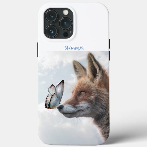 Funny Fox and Butterfly iPhone 13 Pro Max Case