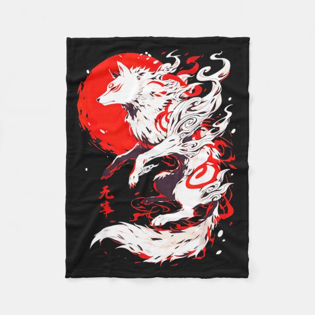 Funny Fox Animal Cute Okami Basic Japan Style Retr Fleece Blanket (Front)