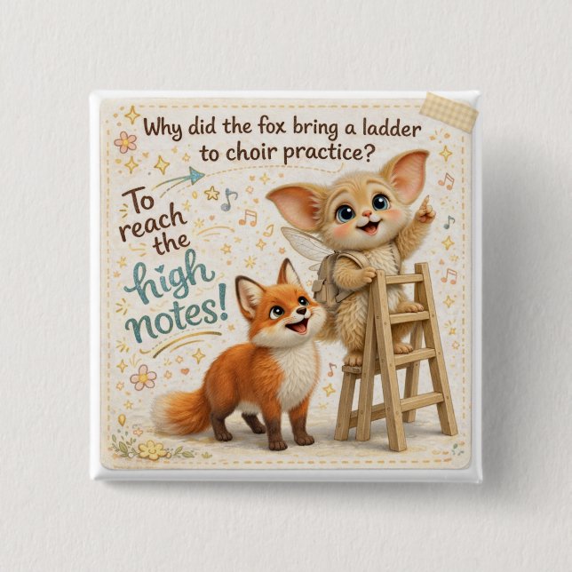 Funny Fox Dad Joke Button (Front)