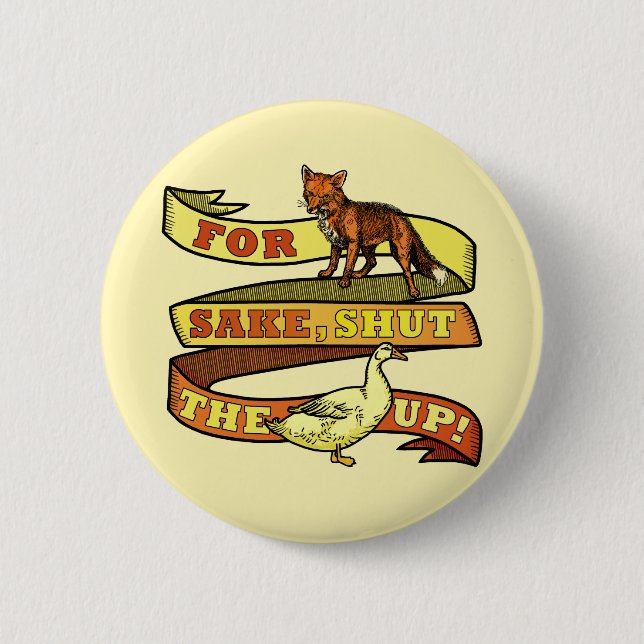 Funny Fox Duck Animal Pun Pinback Button (Front)