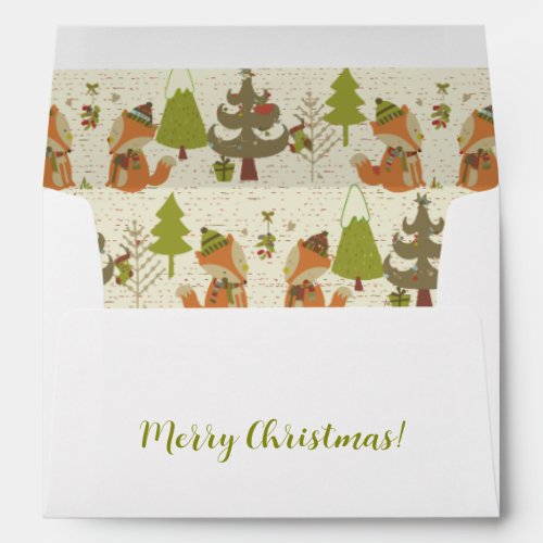 Funny Fox Forest Woodland Merry Christmas Envelope
