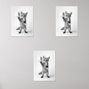 Funny Fox Holding Toilet Paper Minimalist Wildlife Wall Art Sets