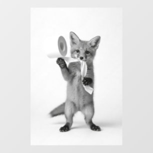 Funny Fox Holding Toilet Paper Minimalist Wildlife Wall Decal