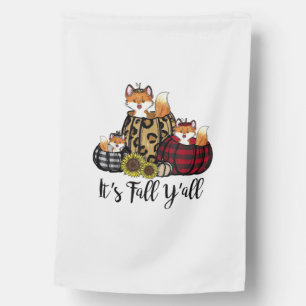 Funny Fox It's Fall Y'all Thanksgiving Animal Love House Flag