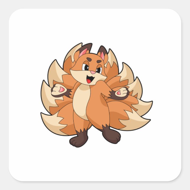 Funny Fox Square Sticker (Front)