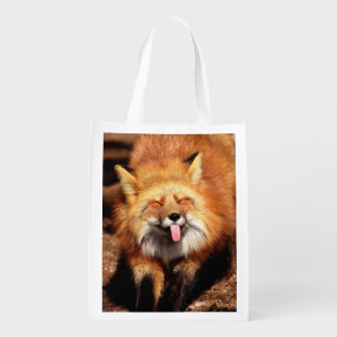 Funny Fox Sticking It's Tongue Out Grocery Bag