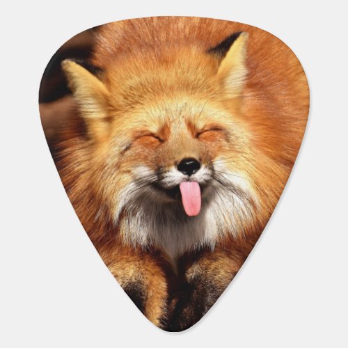 Funny Fox Sticking Its Tongue Out Guitar Pick