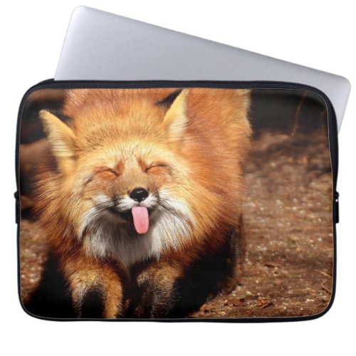 Funny Fox Sticking Its Tongue Out Laptop Sleeve