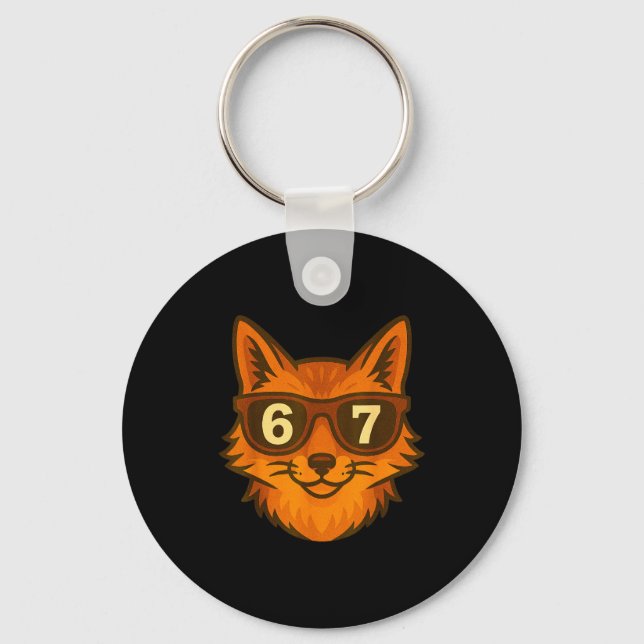 Funny Fox Sungles 67 Six Seven Meme  Keychain (Front)