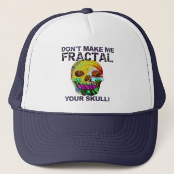 Funny Fractal Skull Trucker Hat by FunnyTShirtsAndMore at Zazzle