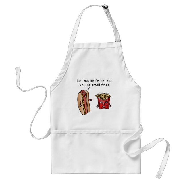 Funny Frank Hot Dog French Fries Food Pun Adult Apron (Front)